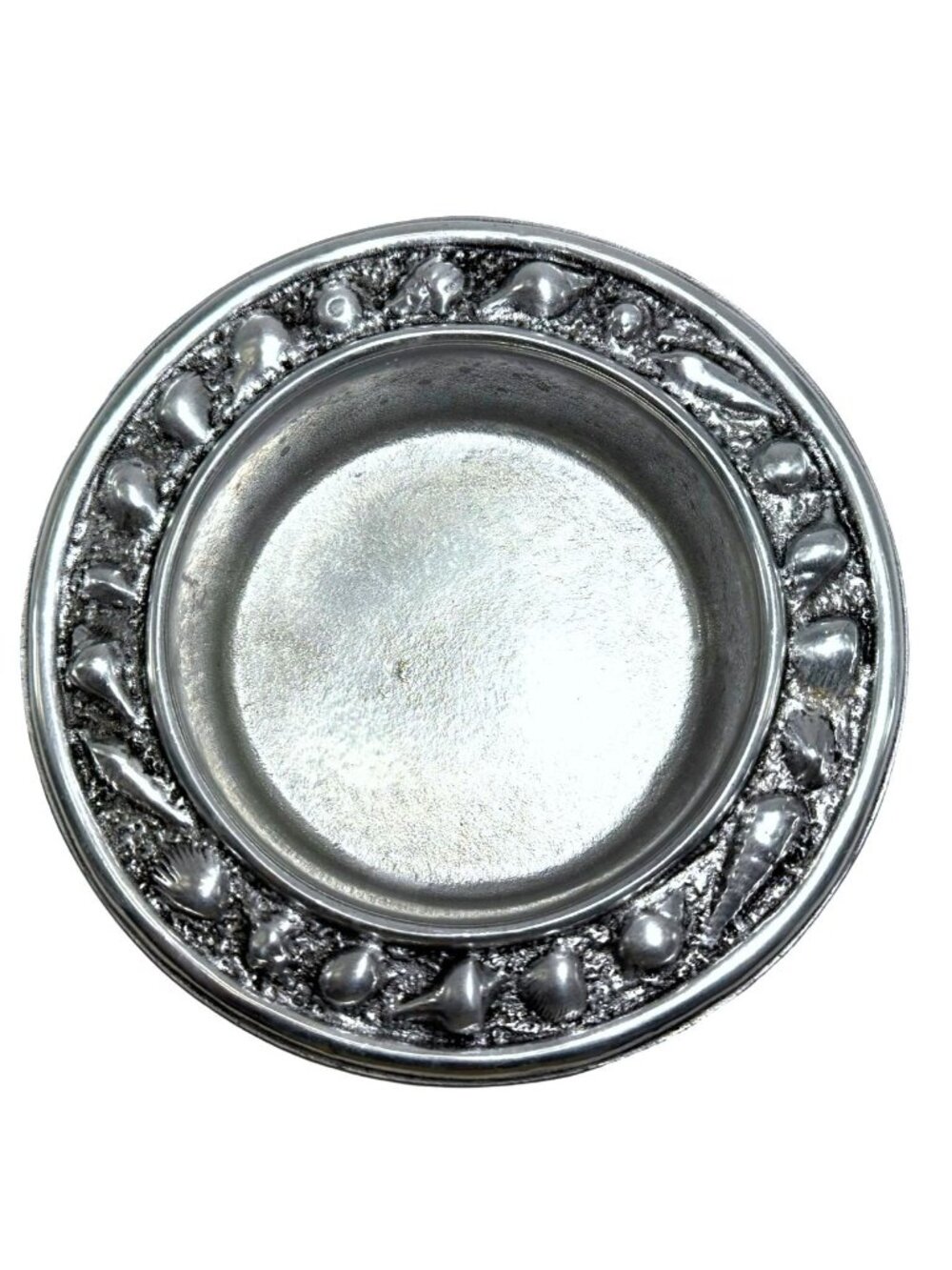 Wilton Armetale Shell Motif Aluminum Wine Bottle Coaster/Bowl USA Made